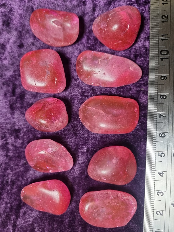 Tumbled Stone - Aqua Aura - Ruby Aura