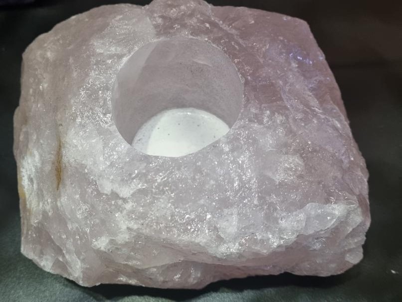 Candle Holder - Rose Quartz Chunk