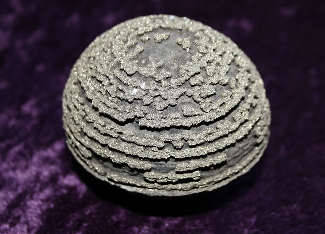 Crystal - Striped Pyrite Sphere Concretion - Click Image to Close