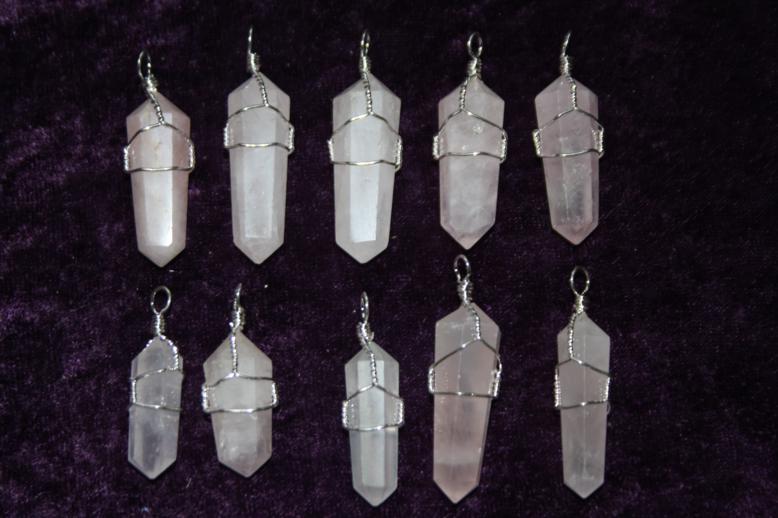 Rose Quartz Point - Wire Wrapped Pendant